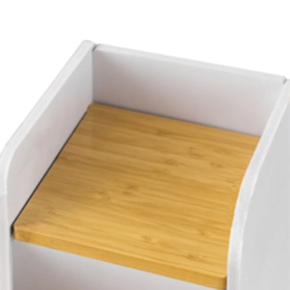 Bathroom Storage Corner Floor Cabinet/Shelves with Bamboo Doors